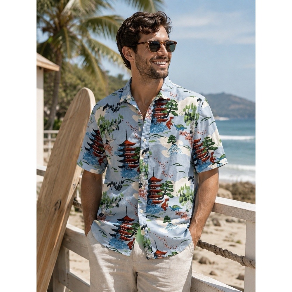 Firefly Lootwear Shirt Mens XL Blue Limited Edition Japan Hawaiian Dinosaur